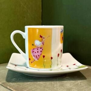Loja do Gato Preto Miniature Fairy Cup & Saucer • 2” Cup • Square Saucer
